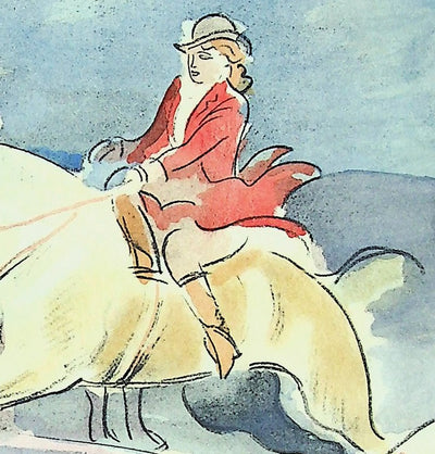 Milivoj UZELAC : La course à cheval, 1932 - Lithographie (détail)