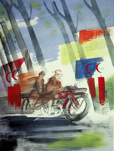 Milivoj UZELAC : Course en moto, Les Harley Davidson, Lithographie originale (photo de détail 2) - Crédit photo : Galerie Art.Paris