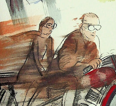 Milivoj UZELAC : Course en moto, Les Harley Davidson, Lithographie originale (photo de détail 3) - Crédit photo : Galerie Art.Paris