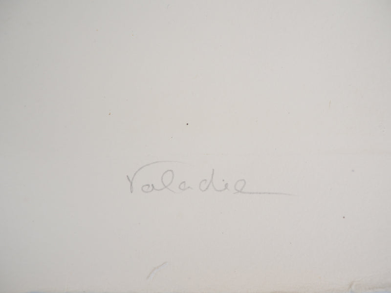 Jean-Baptiste VALADIE : Femme au drap arc en ciel - Gravure (détail)