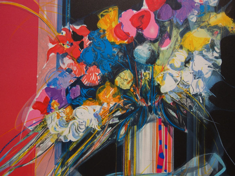 Jean-Baptiste VALADIE : Bouquet bleu, blanc et rouge, Lithographie originale (photo de détail 5) - Crédit photo : Galerie Art.Paris