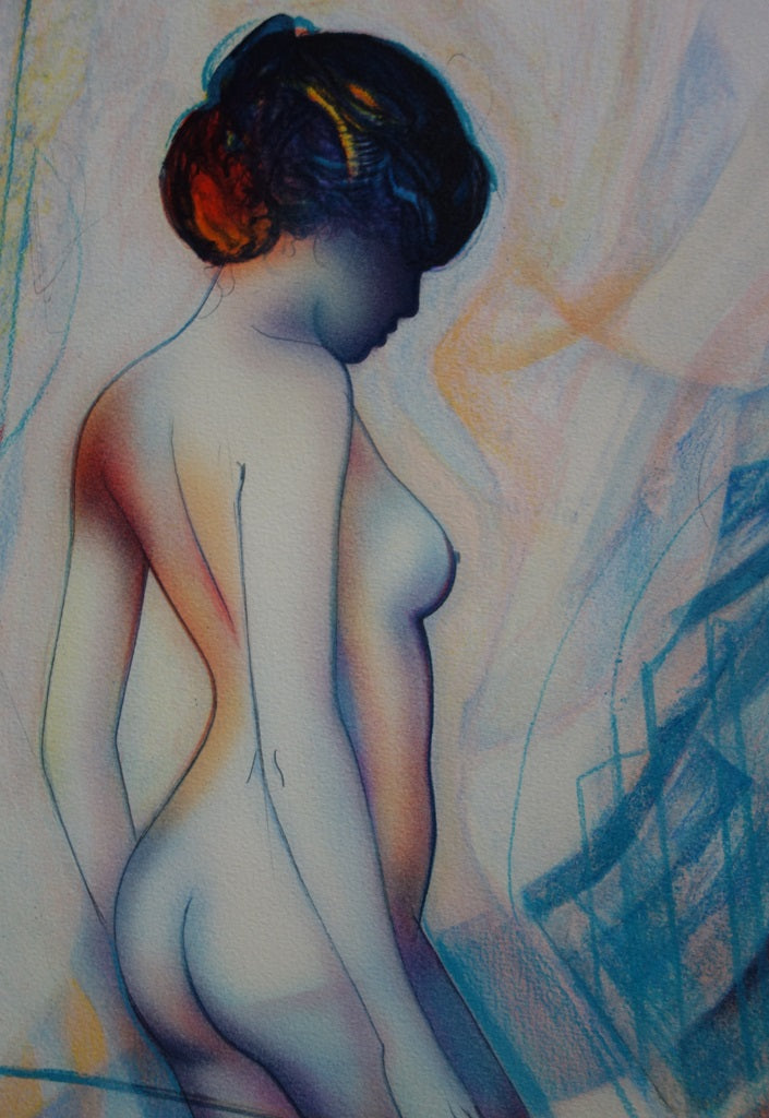 Jean-Baptiste VALADIE : Nu aux dahlias, Lithographie originale (photo de détail 3) - Crédit photo : Galerie Art.Paris