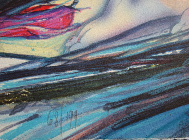 Jean-Baptiste VALADIE : Nu aux dahlias, Lithographie originale (photo de détail 5) - Crédit photo : Galerie Art.Paris