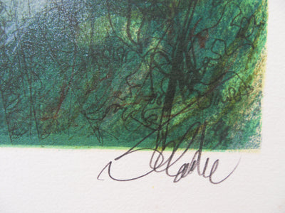 Jean-Baptiste VALADIE : Limoge : Brume sur Felletin, 1977 - Lithographie (détail)
