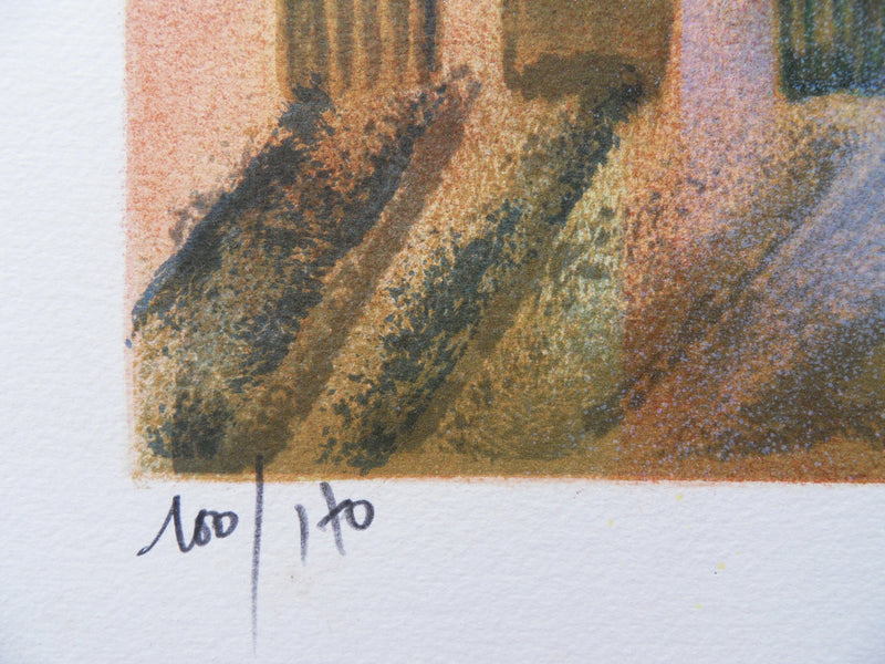 Jean-Baptiste VALADIE : Limoge : Brume sur Felletin, 1977 - Lithographie (détail)