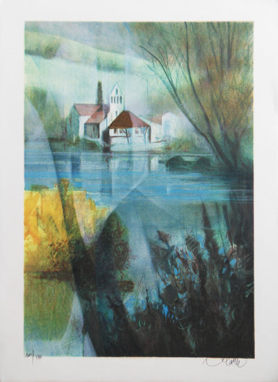 Jean-Baptiste VALADIE : Limousin : paysage de Beaulieu, 1977 - Lithographie