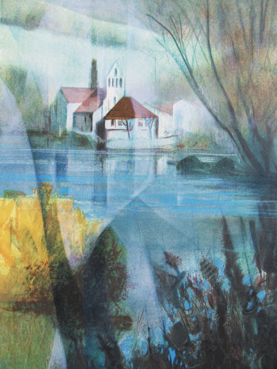 Jean-Baptiste VALADIE : Limousin : paysage de Beaulieu, 1977 - Lithographie (détail)