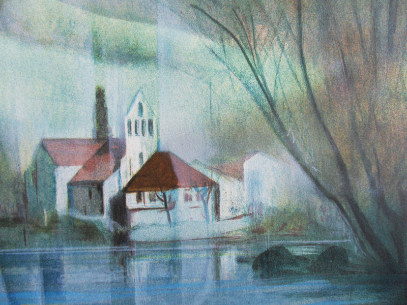 Jean-Baptiste VALADIE : Limousin : paysage de Beaulieu, 1977 - Lithographie (détail)