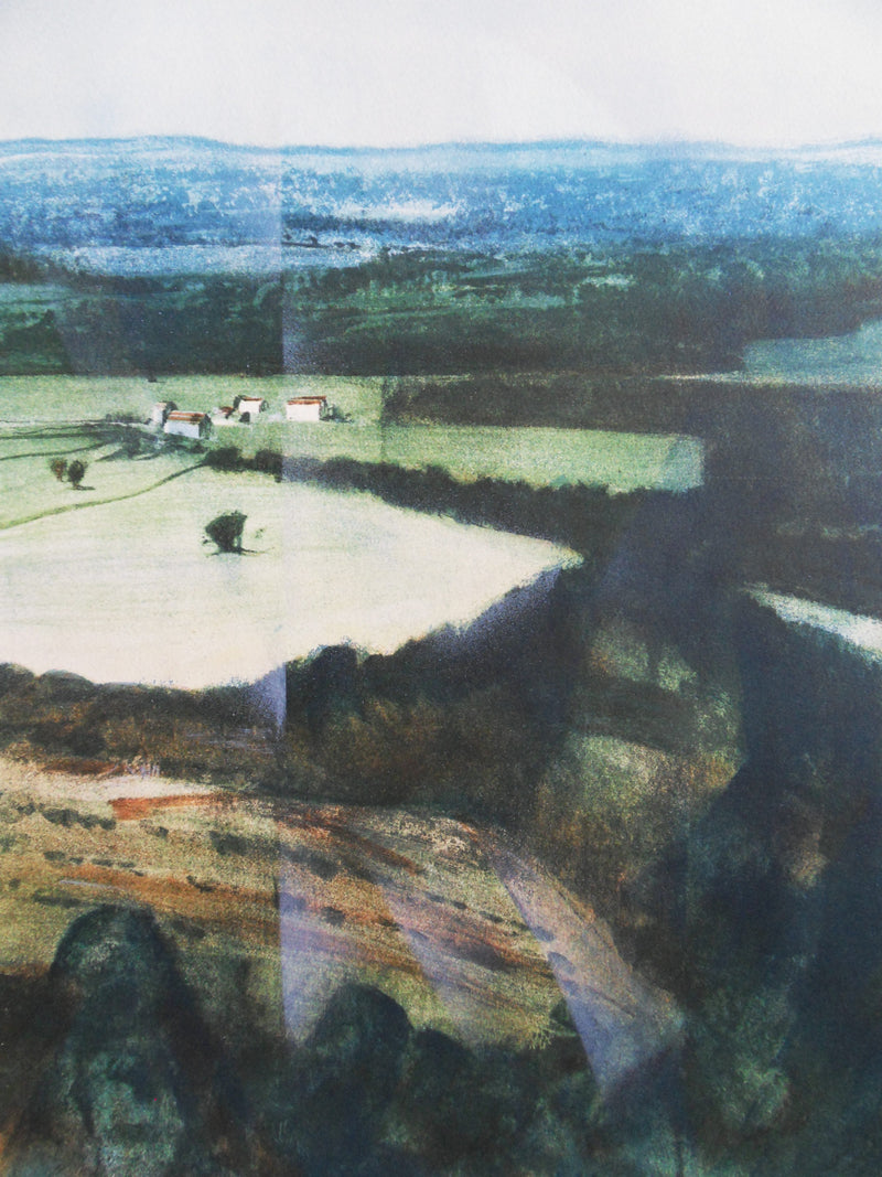 Jean-Baptiste VALADIE : Limousin : paysage champêtre (plateau des Millevaches), 1977 - Lithographie (détail)