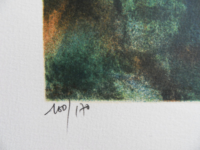 Jean-Baptiste VALADIE : Limousin : paysage champêtre (plateau des Millevaches), 1977 - Lithographie (détail)
