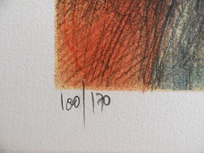 Jean-Baptiste VALADIE : Limousin : vue sur Noailles, 1977 - Lithographie (détail)