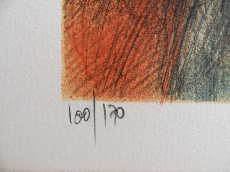 Jean-Baptiste VALADIE : Limousin : vue sur Noailles, 1977 - Lithographie (détail)