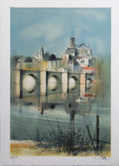 Jean-Baptiste VALADIE : Limousin : Pont de Limoge, 1977 - Lithographie