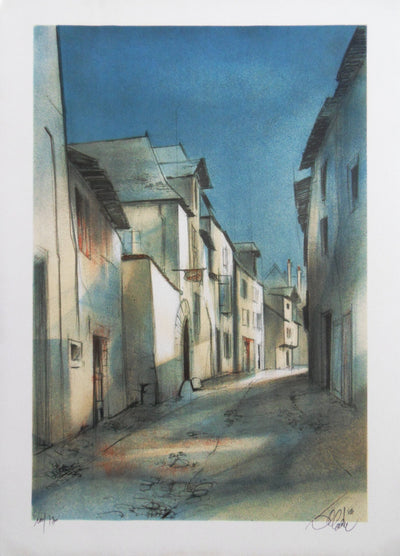 Jean-Baptiste VALADIE : Paysage citadin du Limousin (Brive), 1977 - Lithographie