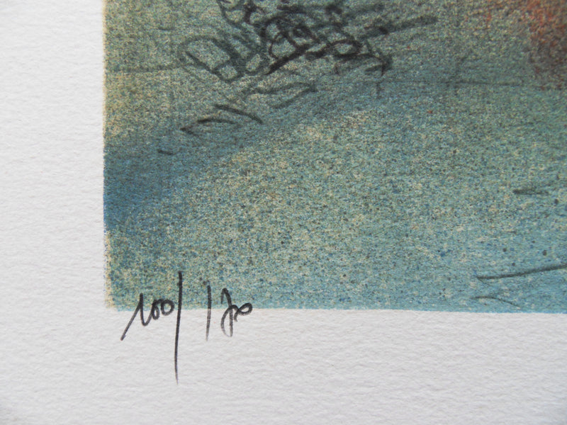 Jean-Baptiste VALADIE : Paysage citadin du Limousin (Brive), 1977 - Lithographie (détail)