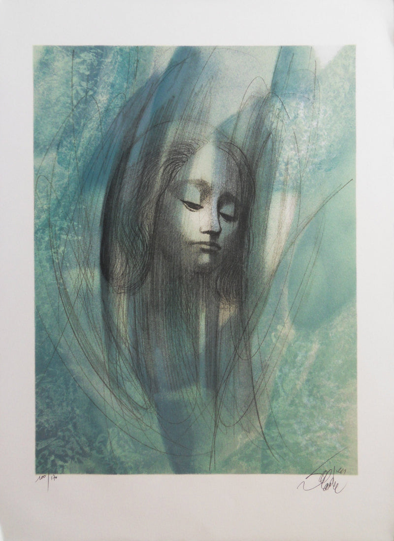 Jean-Baptiste VALADIE : Portrait féminin : Fortunata (Amour du Limousin), 1977 - Lithographie