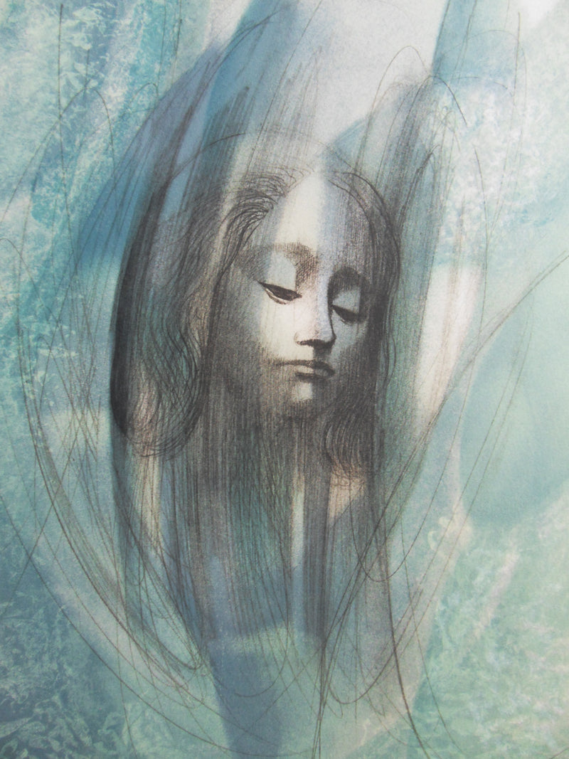 Jean-Baptiste VALADIE : Portrait féminin : Fortunata (Amour du Limousin), 1977 - Lithographie (détail)
