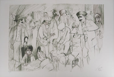 Jean-Baptiste VALADIE : Scène de vie entre Limoge et Brive, 1977 - Lithographie