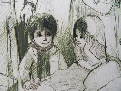 Jean-Baptiste VALADIE : Scène de vie entre Limoge et Brive, 1977 - Lithographie (détail)