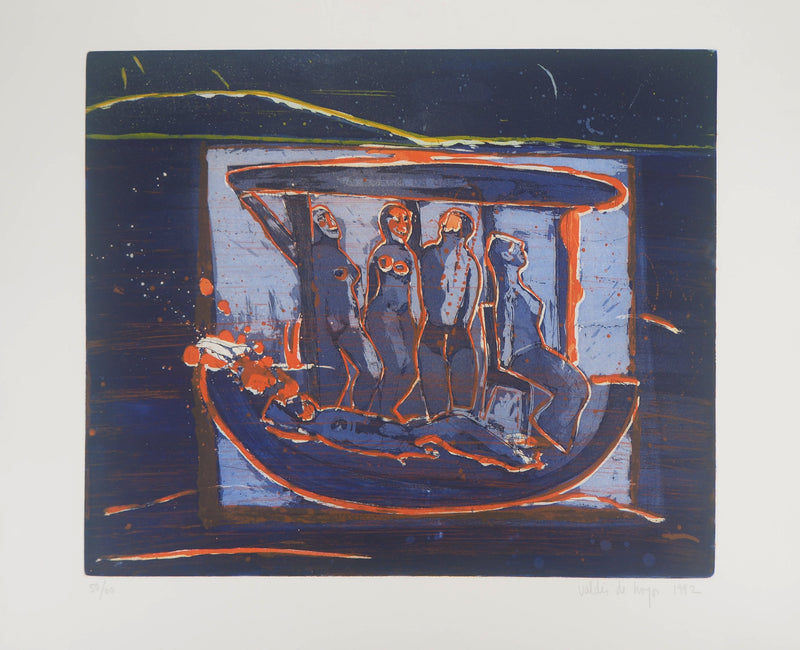 Remigio VALDES DE HOYOS : Voyage nocturne, 1992 - Gravure (détail)