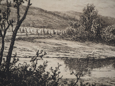 Hendrik D. Kruseman VAN ELTEN : Paysage bucolique - Gravure (détail)