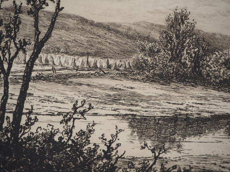 Hendrik D. Kruseman VAN ELTEN : Paysage bucolique - Gravure (détail)