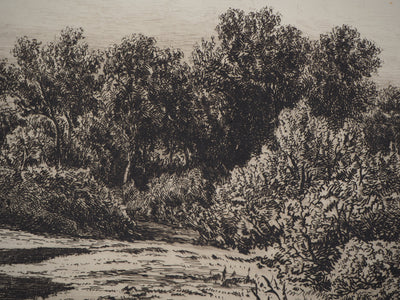 Hendrik D. Kruseman VAN ELTEN : Paysage bucolique - Gravure (détail)