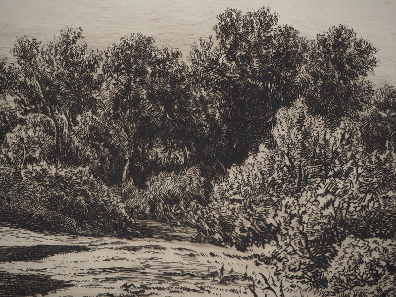 Hendrik D. Kruseman VAN ELTEN : Paysage bucolique - Gravure (détail)