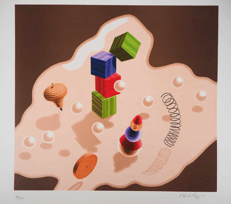 Victor VASARELY : Composition cinétique aux jouets (Origines), 1986 - Lithographie