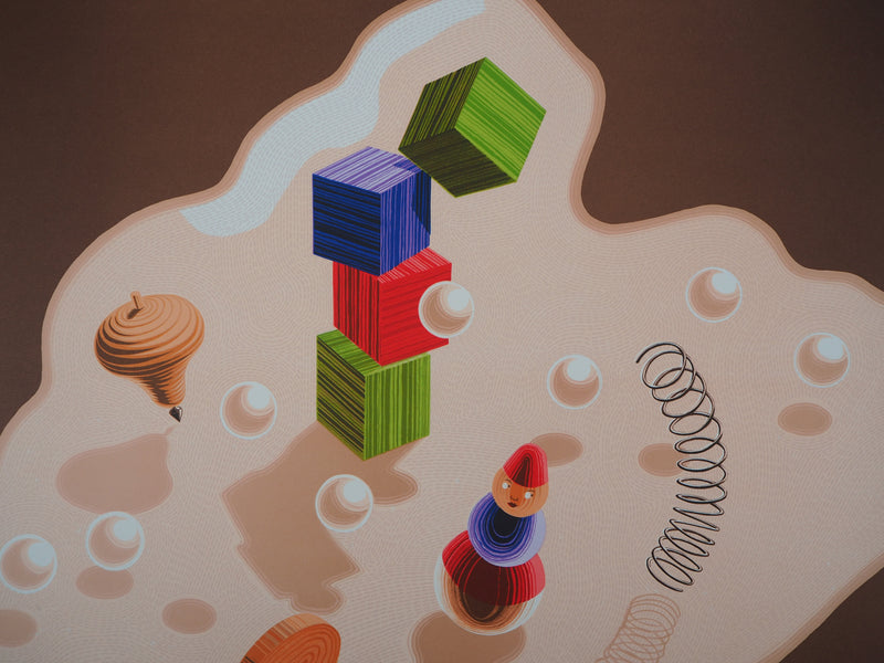 Victor VASARELY : Composition cinétique aux jouets (Origines), 1986 - Lithographie (détail)