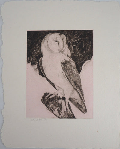  VERDIER : Hibou, 1982 - Gravure (détail)