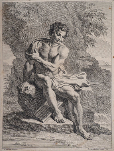 François VERDIER : Jeune homme à la flûte de pan - Gravure