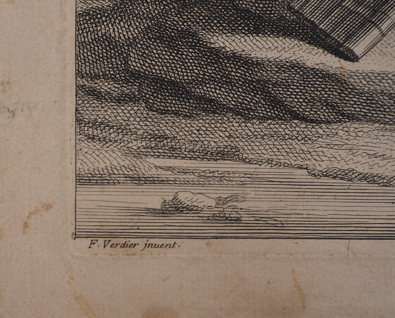François VERDIER : Jeune homme à la flûte de pan - Gravure (détail)