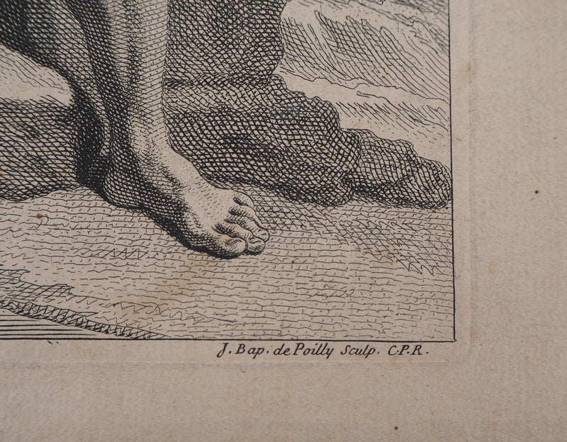 François VERDIER : Jeune homme à la flûte de pan - Gravure (détail)