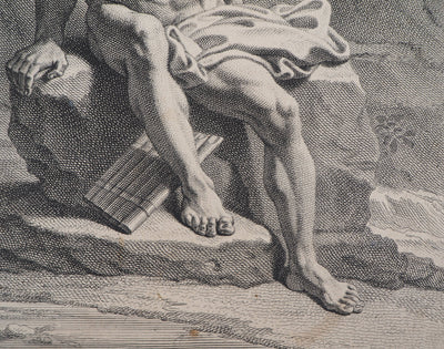 François VERDIER : Jeune homme à la flûte de pan - Gravure (détail)