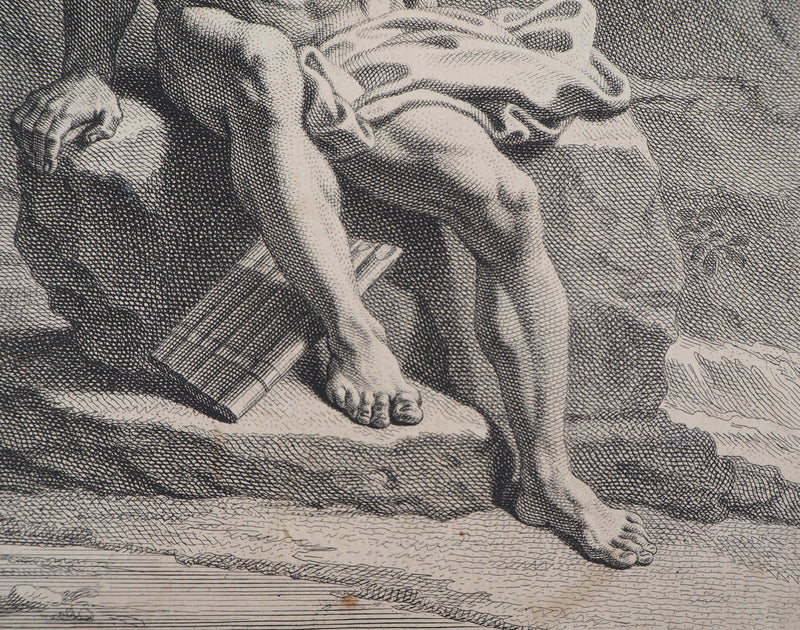 François VERDIER : Jeune homme à la flûte de pan - Gravure (détail)