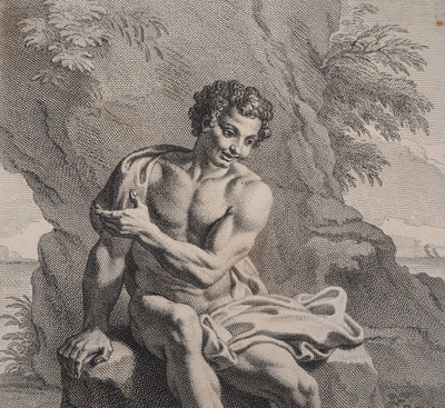 François VERDIER : Jeune homme à la flûte de pan - Gravure (détail)
