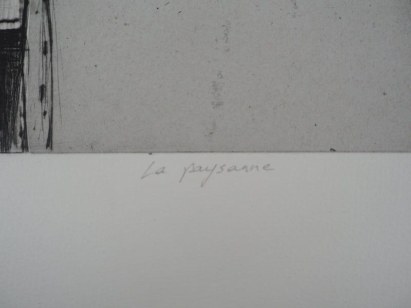 C. VERET : La paysanne - Gravure (détail)