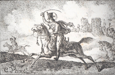 Charles-Antoine VERNET : Croquis de chevaux - Lithographie (détail)