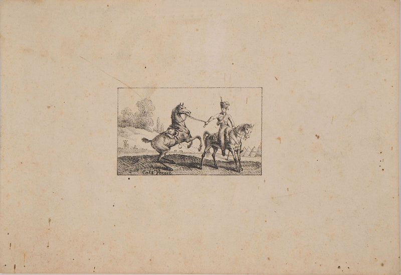 Charles-Antoine VERNET : Croquis de chevaux - Lithographie (détail)