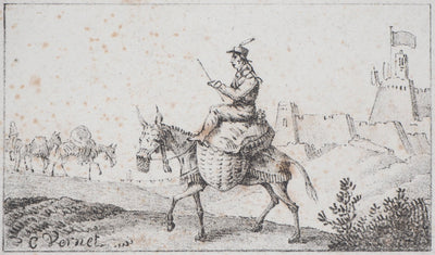 Charles-Antoine VERNET : Croquis de chevaux - Lithographie (détail)