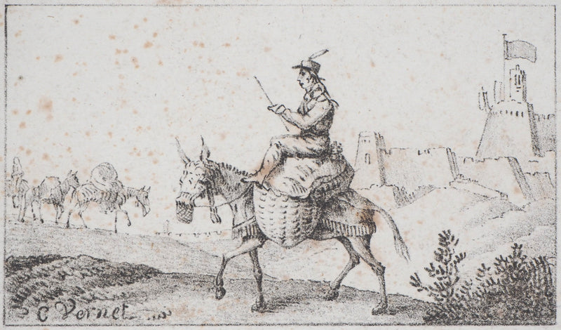 Charles-Antoine VERNET : Croquis de chevaux - Lithographie (détail)