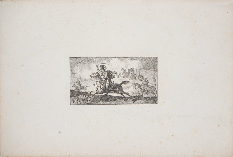 Charles-Antoine VERNET : Croquis de chevaux - Lithographie (détail)