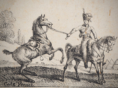 Charles-Antoine VERNET : Croquis de chevaux - Lithographie (détail)