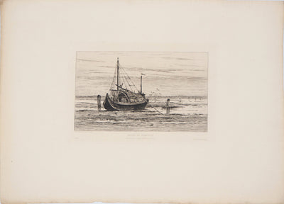 Emile VERNIER : Bateau de transport - Gravure (détail)