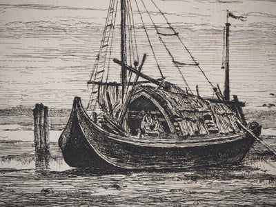 Emile VERNIER : Bateau de transport - Gravure (détail)