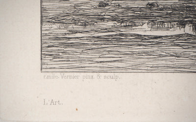 Emile VERNIER : Bateau de transport - Gravure (détail)