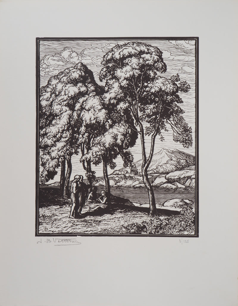 Jean-Baptiste VETTINER : Les philosophes, 1921 - Gravure sur bois