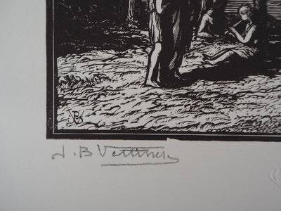 Jean-Baptiste VETTINER : Les philosophes, 1921 - Gravure sur bois (détail)