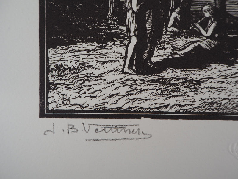 Jean-Baptiste VETTINER : Les philosophes, 1921 - Gravure sur bois (détail)